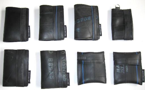 Recycled inner tube wallets made by recycled.co.nz in Wellington, NZ.